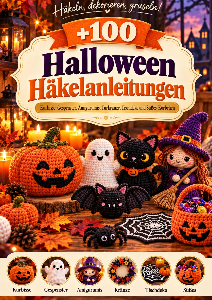 Cover +100 Halloween-Häkelanleitungen